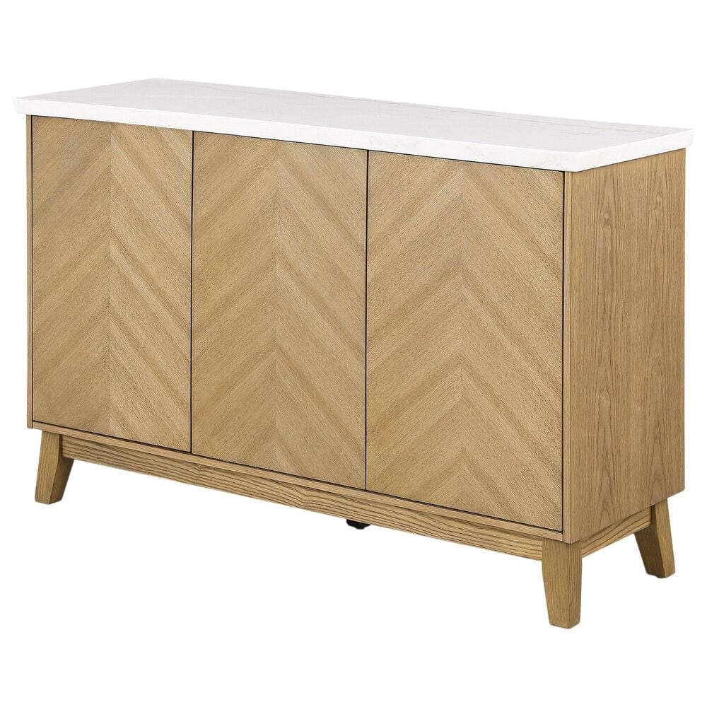 Furniture of America Nayel 3-Door Genuine Marble Top Server in Natural, , large