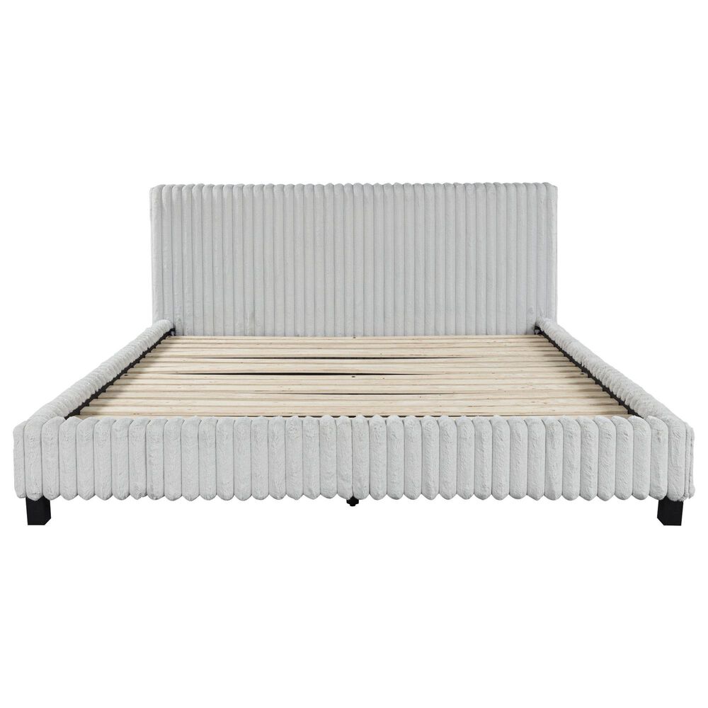 Ashley Zuraleus King Upholstered Platform Bed with Two Nightstands in Matte White, , large