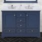 Lexora Home Dukes 48" Double Bathroom Vanity in Navy Blue with 2 cm White Quartz Top and Rectangular Sinks, , large