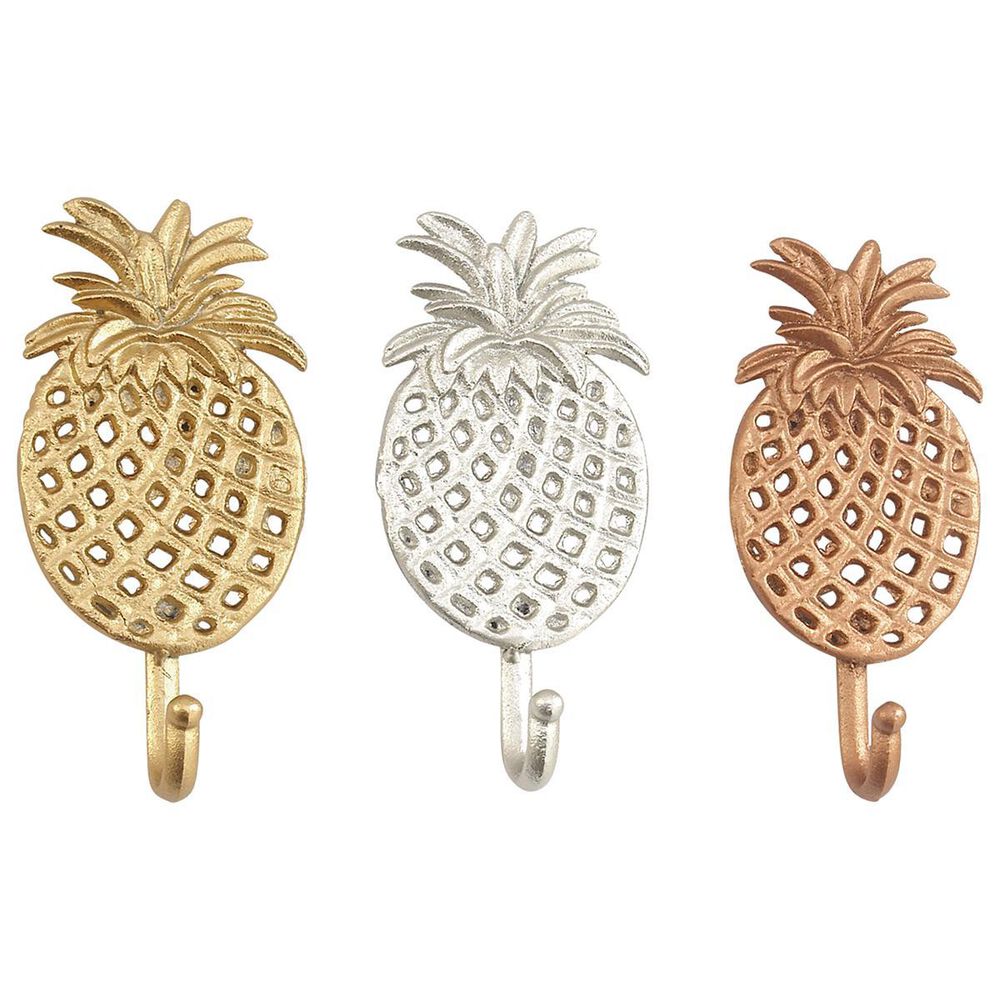 Maple and Jade Pineapple Wall Hooks - Set of 3, , large