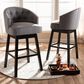 Baxton Studio Theron Swivel Bar Stool with Grey Cushion in Espresso (Set of 2), , large