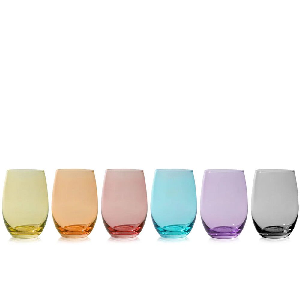 True Brands Stemless Wine Glasses in Multicolor (Set of 6), , large