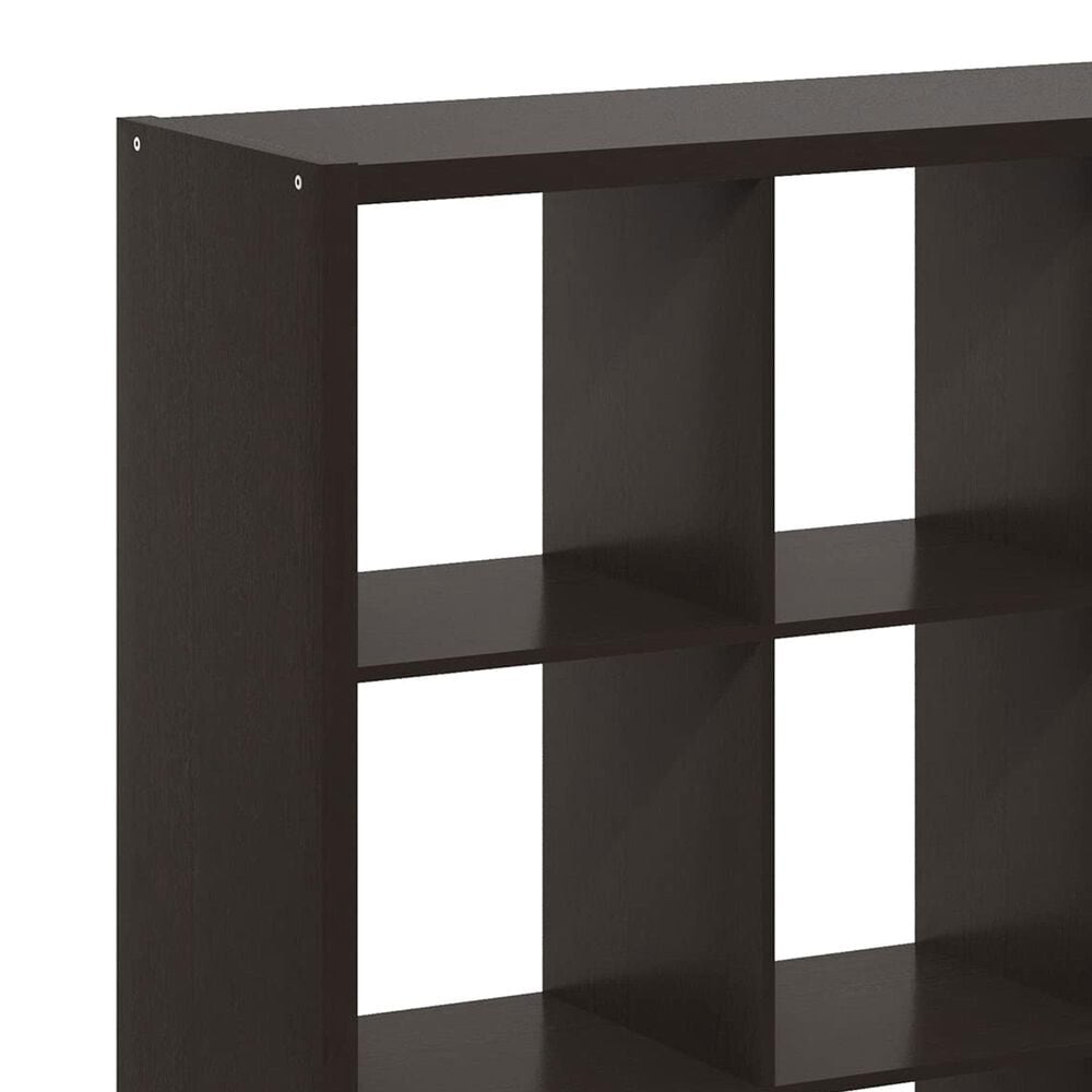 HOMLUX 9-Cube Reversible Open Back Bookshelf in Dark Oak, , large