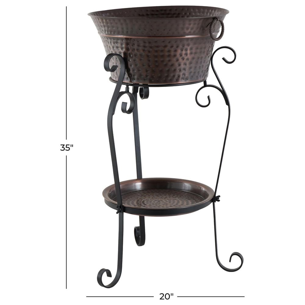 Maple and Jade Decorative Ice Bucket with Lower Shelf in Polished Copper, , large