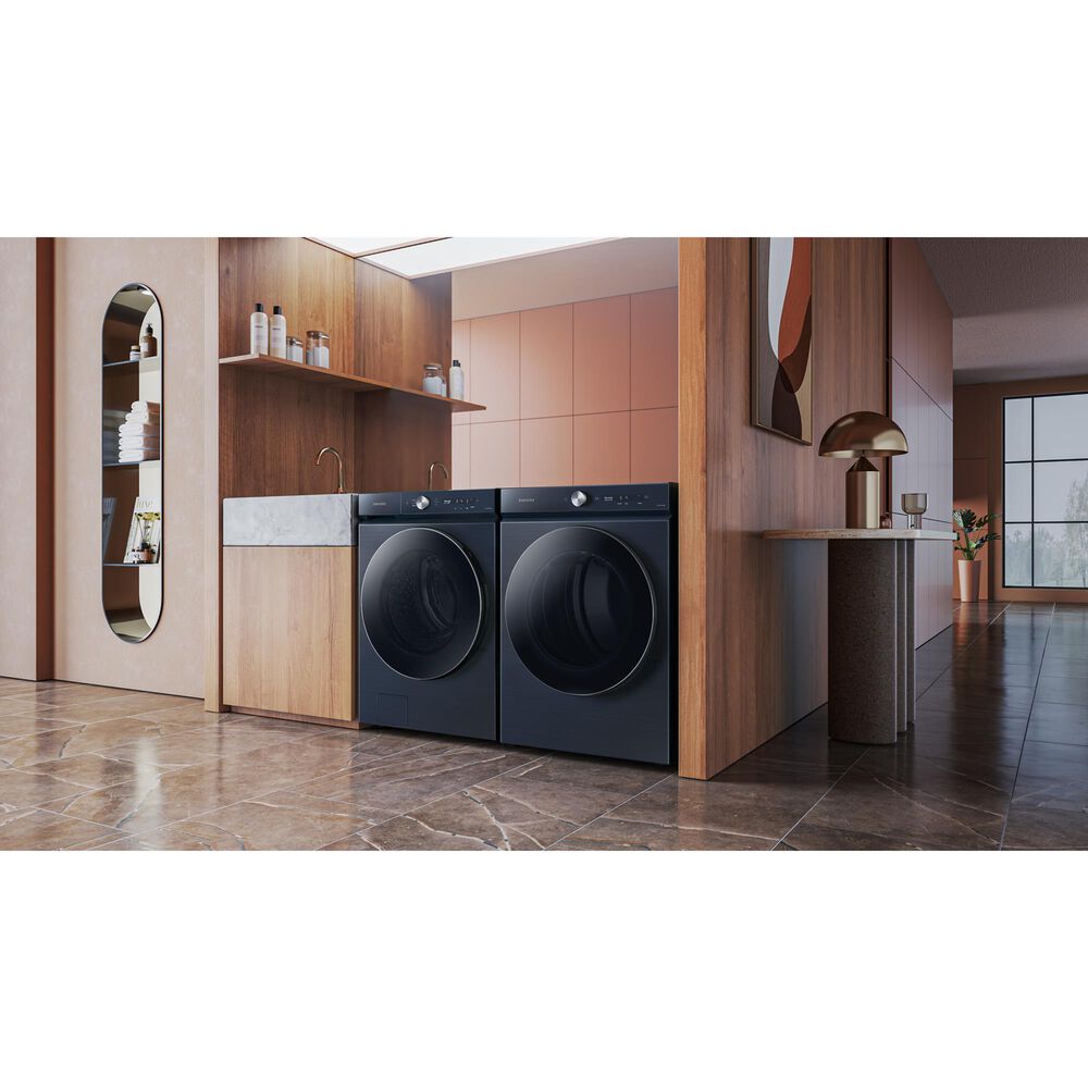 Samsung Bespoke 5.3 Cu. Ft. Front Load Washer and 7.6 Cu. Ft. Electric Dryer Laundry Pair with Stacking Kit in Brushed Navy, , large