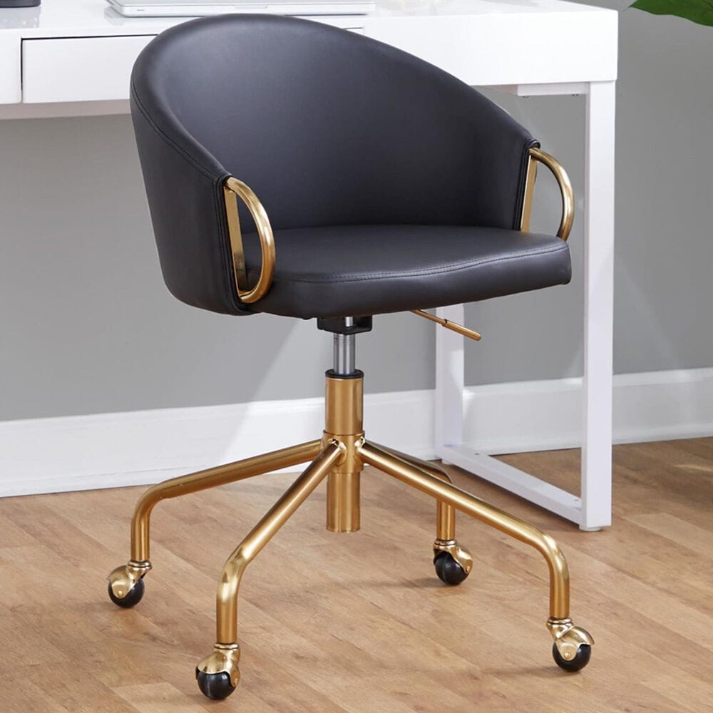 Lumisource Claire Task Chair with Black Cushion in Gold, , large