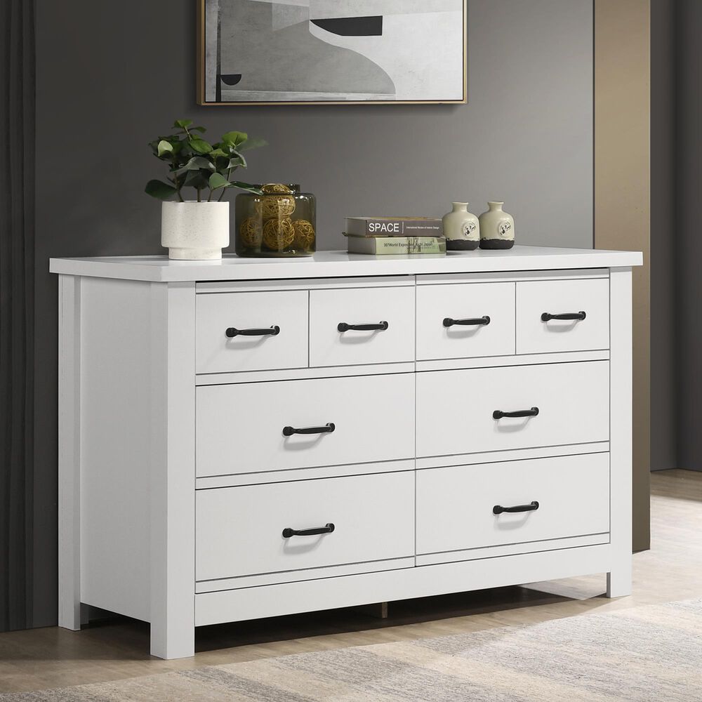 HOMLUX 3-Piece Bedroom Set with 6-Drawer Dresser, 5-Drawer Chest &amp; Nightstand in White, , large