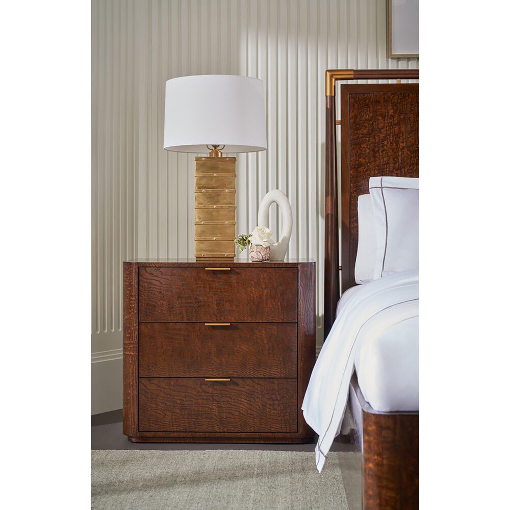Theodore Alexander Kesden 3 Drawer Nightstand in Pyramid Brown, , large