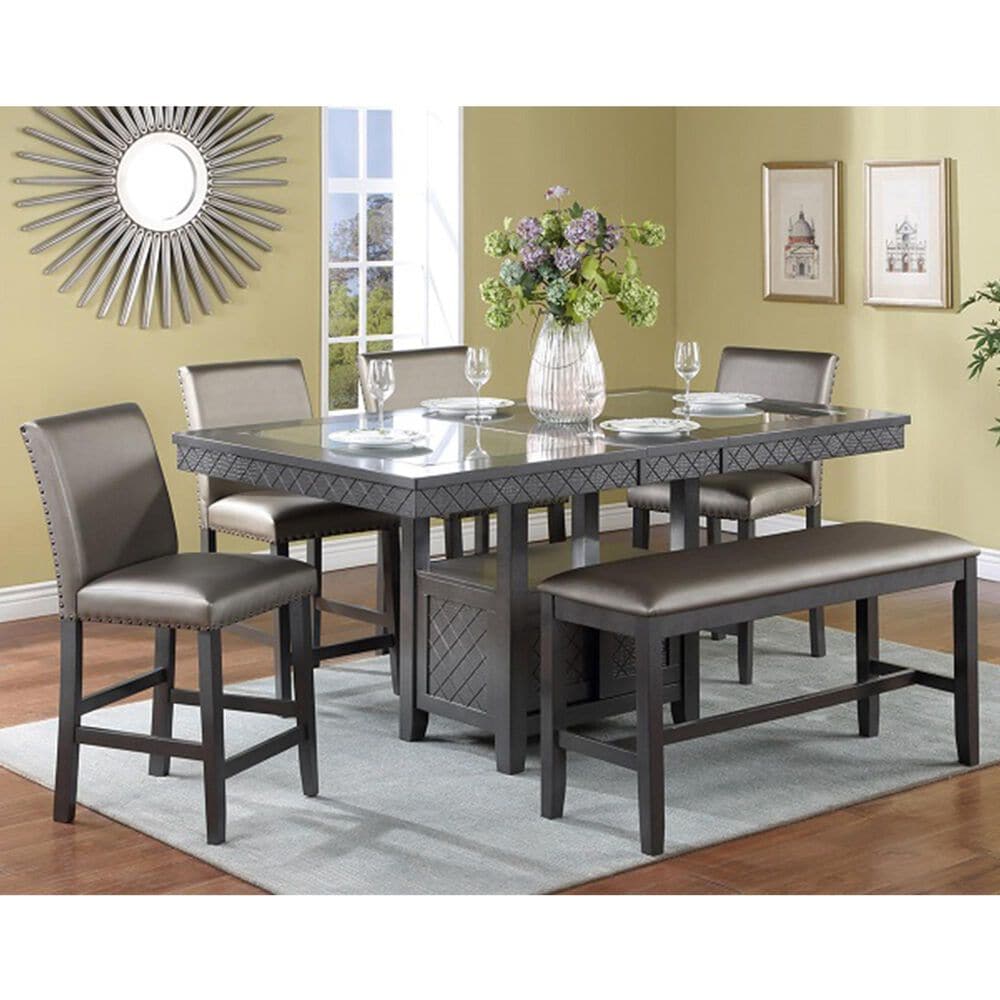 Claremont Bankston 7Piece Counter Height Dining Set in Dark Brown