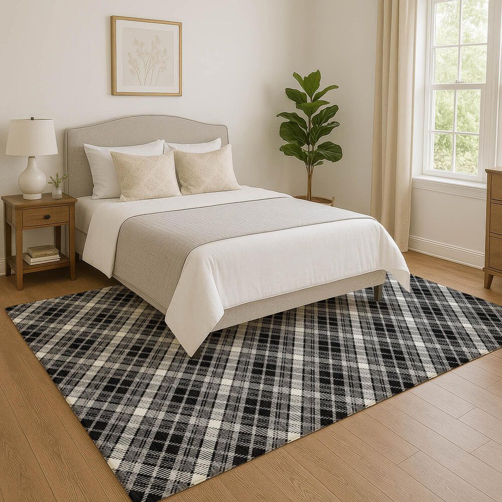 Dalyn Rug Company Soft Essentials Plaid Black 10' x 14' Indoor/Outdoor Area Rug, , large