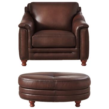 Hydeline Belfast Stationary Chair and Ottoman Set in Caramel Brown, , large