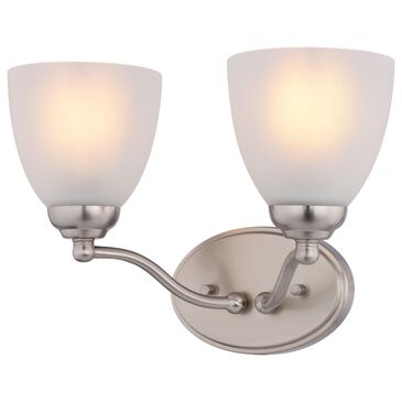 Vaxcel Bellwood 2-Light Bathroom Vanity with Frosted Glass Shades in Satin Nickel, , large