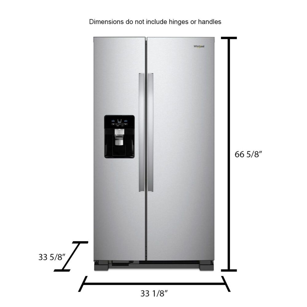 Whirlpool 21.4 Cu. Ft. 33&quot; Wide Side-by-Side Refrigerator in Fingerprint Resistant Stainless Steel, , large