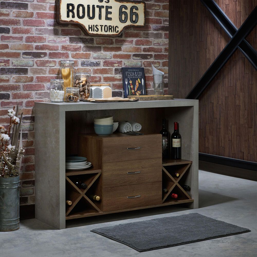 Furniture of America Wilson Buffet in Distressed Walnut, , large