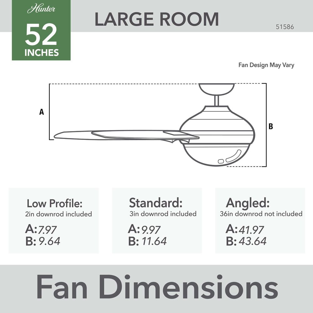 Hunter Gallegos 52&quot; Outdoor Ceiling Fan with Light in Matte Black, , large
