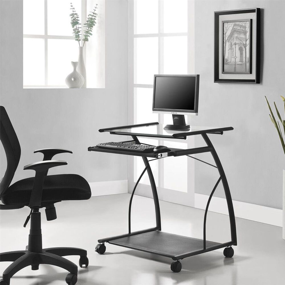 DHP Sheldon Mobile Computer Cart/Desk in Black, , large