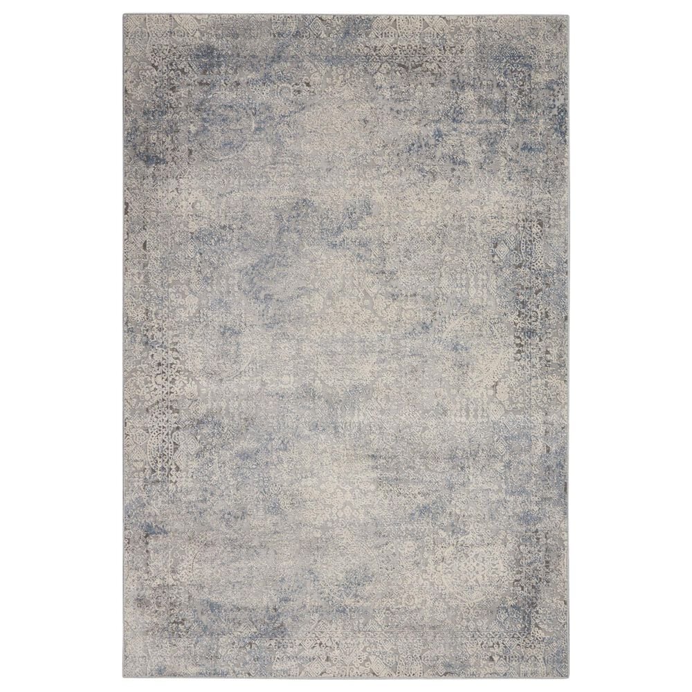 Nourison Rustic Textures Ivory and Light Blue 6" x 9" Area Rug, , large
