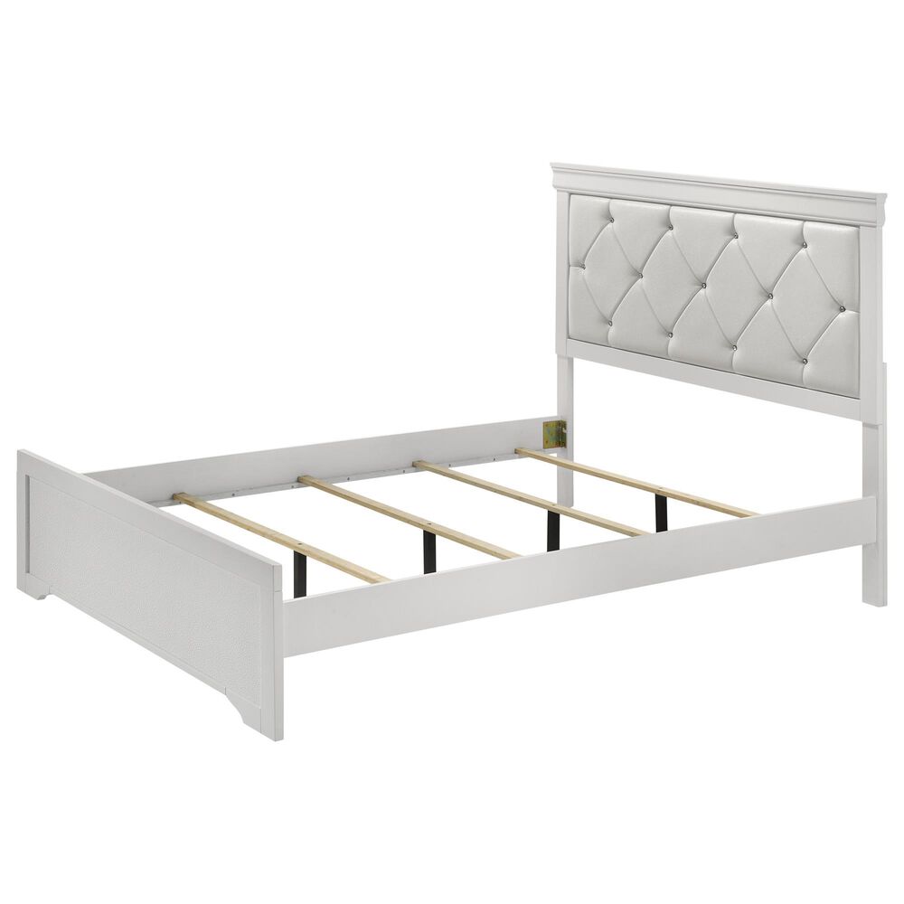 Crown Mark Amalia King Bed with Two Nightstands in White, , large
