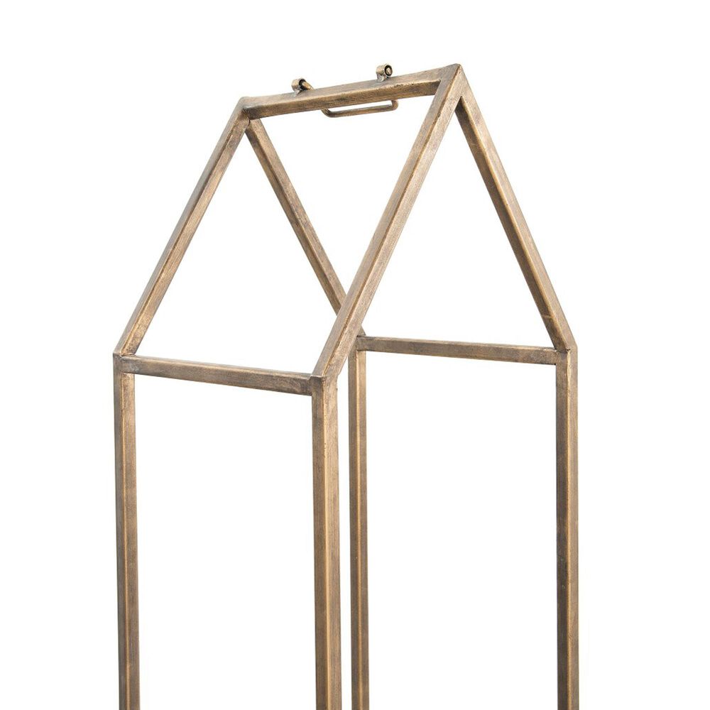 Creative Coop Metal House Shaped Fire Wood Holder with Handle in Gold, , large