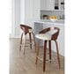 LumiSource Grotto 26" Swivel Counter Stool with Cream Faux Leather Upholstery in Walnut and Chrome (Set of 2), , large