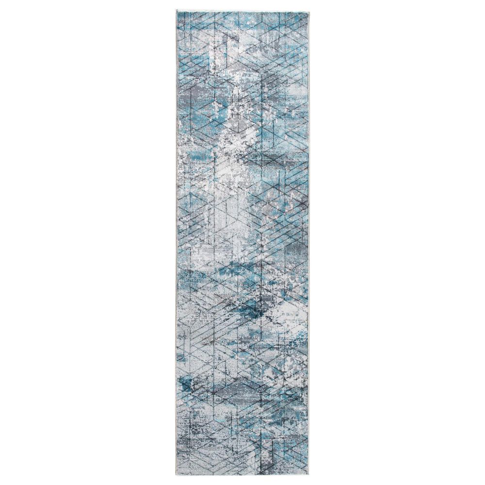 Kas Oriental Rugs Roxy Genesis 2" x 7" Blue and Grey Runner, , large