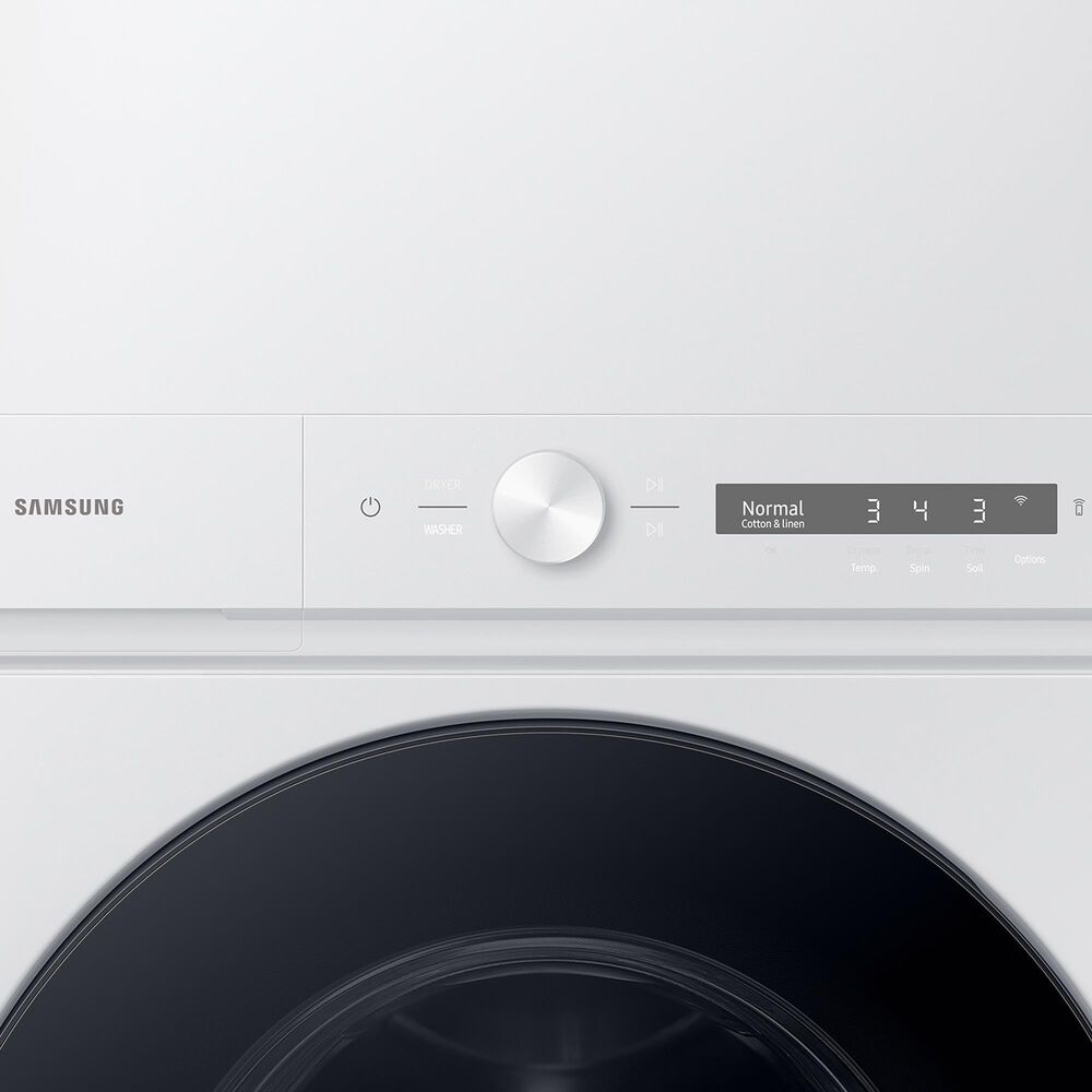 Samsung Bespoke 4.6 Cu. Ft. Washer and 7.6 Cu. Ft. Electric Dryer Stack Laundry in White, , large