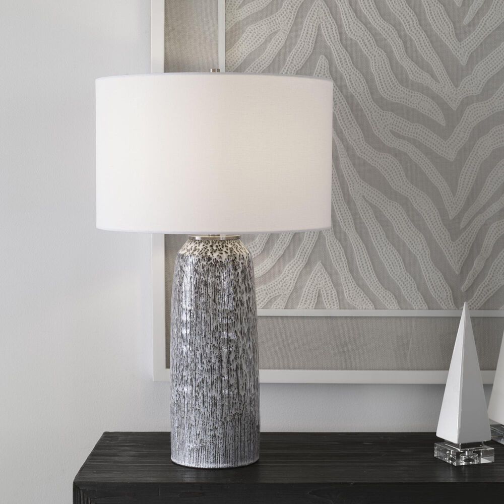 Uttermost Static Table Lamp in Black and White Glaze, , large