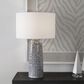 Uttermost Static Table Lamp in Black and White Glaze, , large