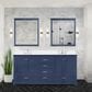 Lexora Home Dukes 72" Double Bathroom Vanity in Navy Blue with 2 cm White Cultured Marble Top and Rectangular Sinks, , large