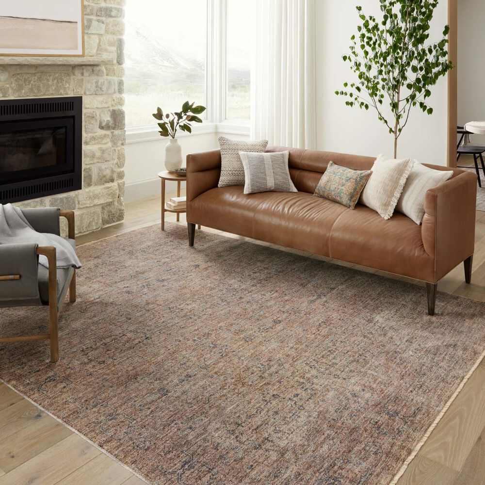 Angela Rose Blake 4&#39; x 5&#39;7&quot; Taupe and Blue Area Rug, , large