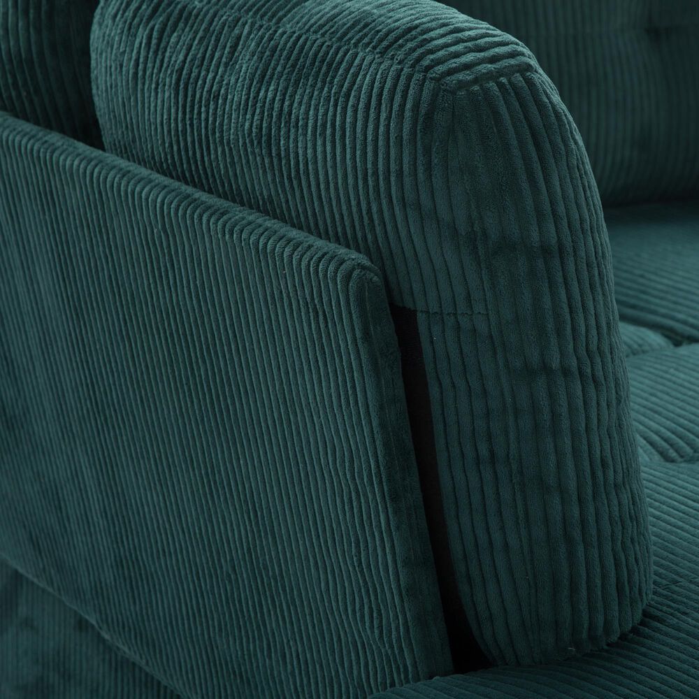 HOMLUX 94.49" L-Shaped Modular Sectional Sofa with Storage Ottoman and Cup Holders in Green, , large