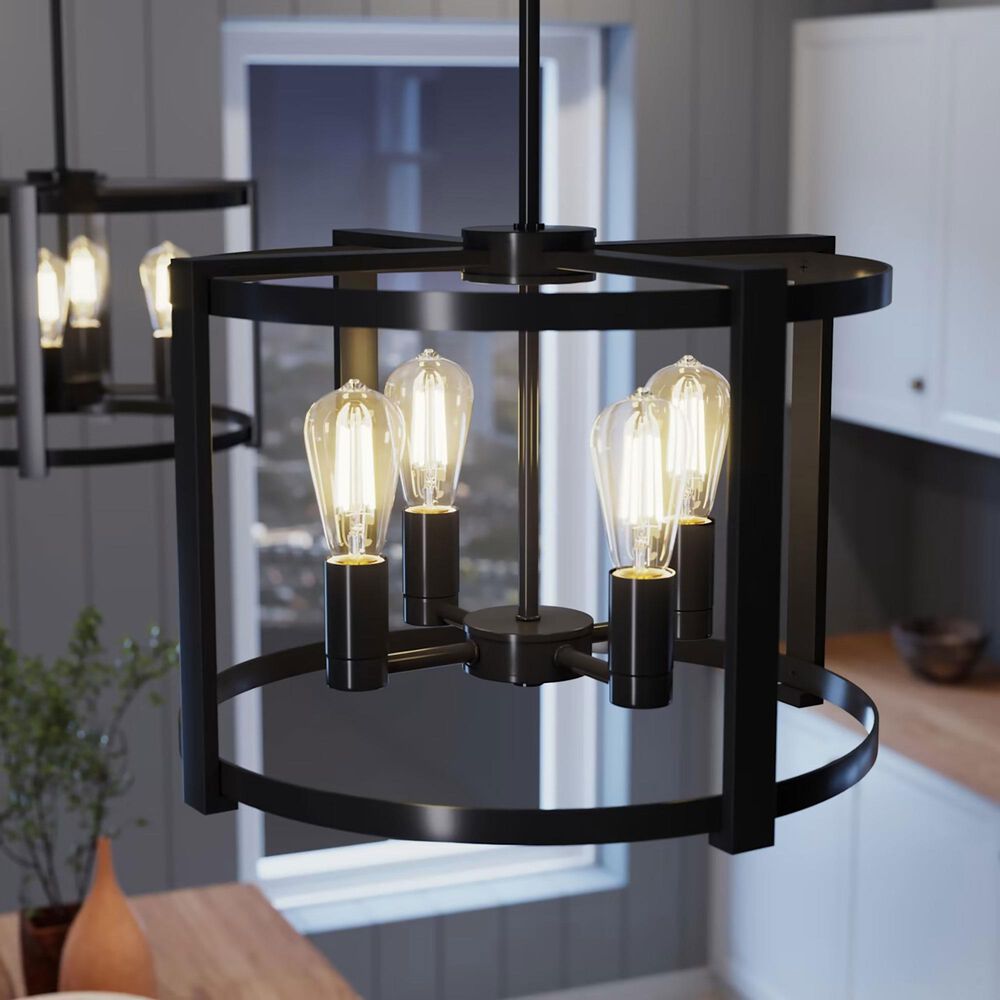 Hunter Astwood 18&quot; 4-Light Chandelier in Matte Black, , large