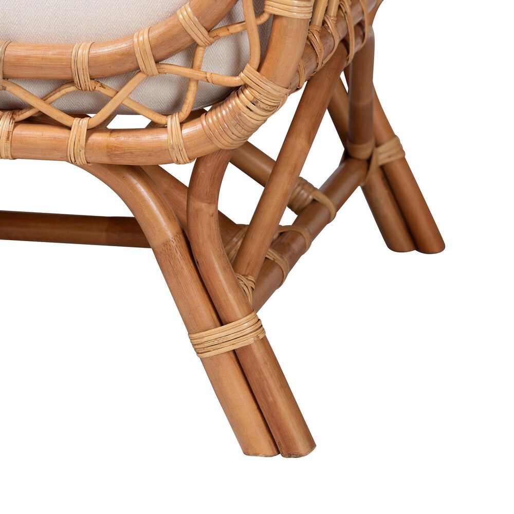 Baxton Studio Pakis Stationary Tete-a-Tete Sofa with Light Honey Rattan in Neutral, , large