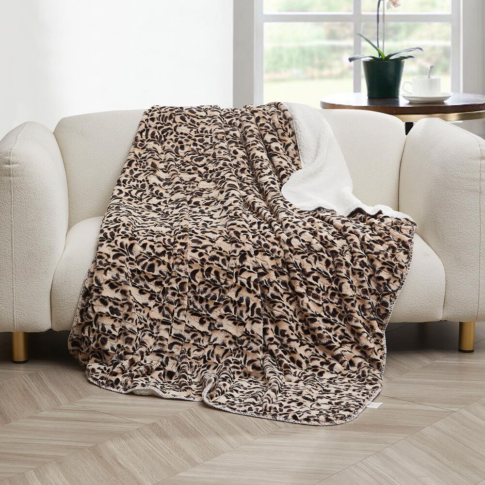 Duke Imports Safari Stripe Plush Throw in Beige and Brown, , large