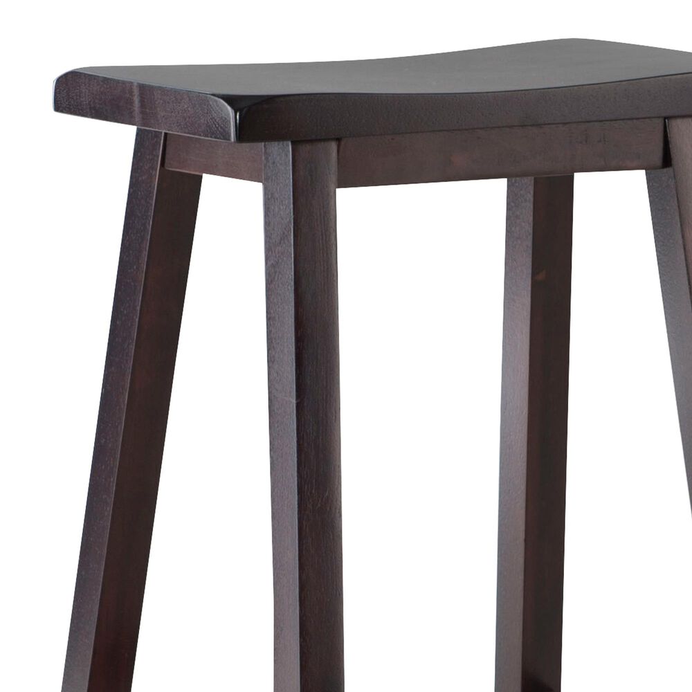Linon Home Decor Saddle Counter Stool in Dark Brown, , large