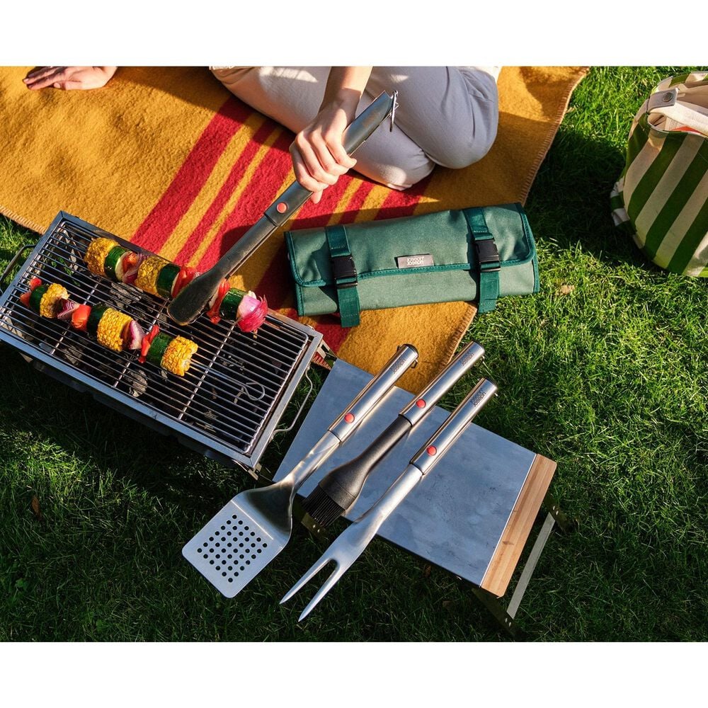 Joseph Joseph GrillOut BBQ Silicone Basting Brush with Retractable Head in Black and Stainless Steel, , large