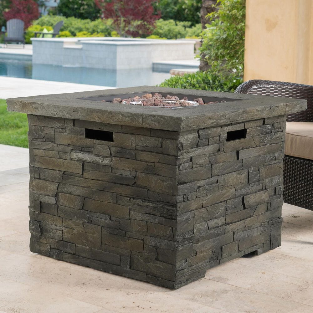 Hearth and Haven 35&quot; Square MgO Concrete Fire Pit in Stone Gray, , large
