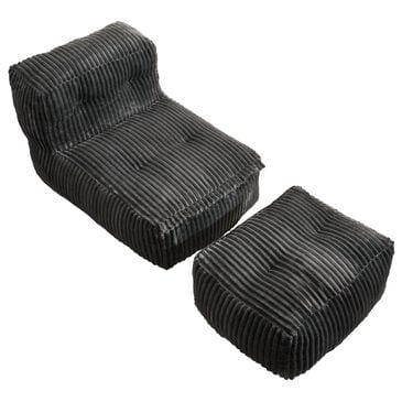 HOMLUX 2-Piece Bean Bag Chair and Ottoman in Gray, , large