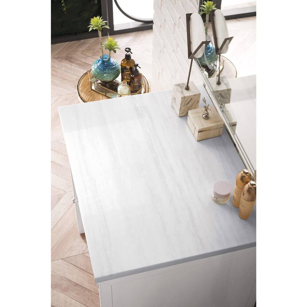 James Martin Vanities Athens 30" Makeup Counter in Glossy White with 3 cm Arctic Fall Solid Surface Top, , large