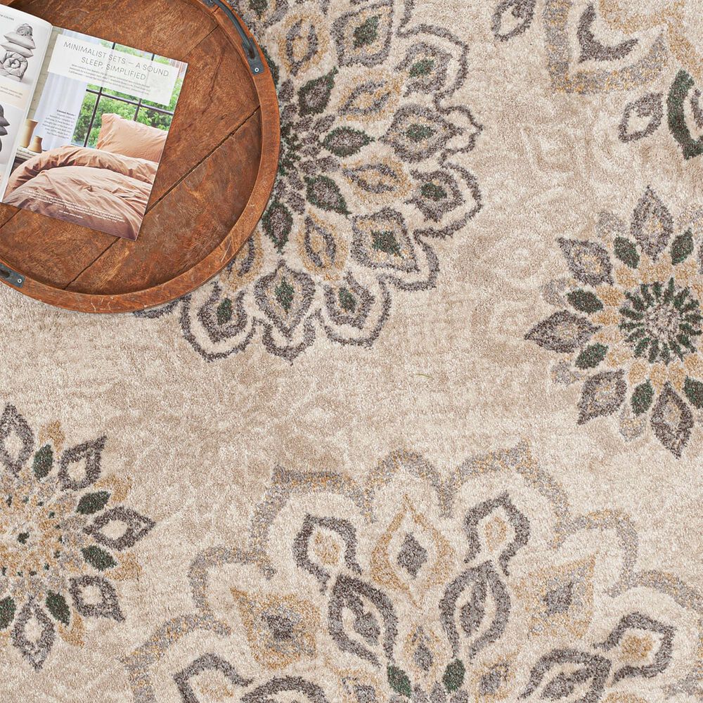 Central Oriental Minerva Asterin 7&#39;10&quot; x 9&#39;10&quot; Alabaster and Sand Area Rug, , large