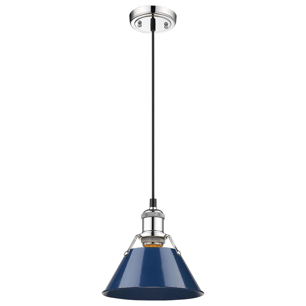 Golden Lighting Orwell 1-Light Small Pendant with Matte Navy Shade in Chrome, , large