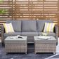 HOMLUX 3-Piece 77" Patio Sofa and Ottoman Set in Dark Grey, , large