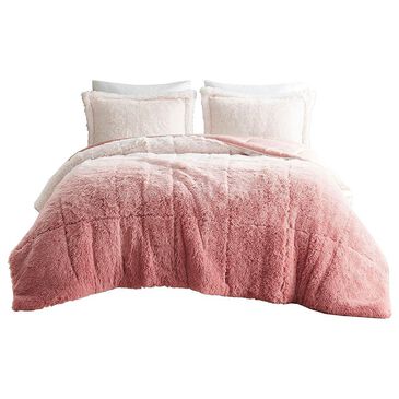 Hampton Park Brielle Ombre 2-Piece Twin/Twin XL Shaggy Long Fur Comforter Mini Set in Blush, , large