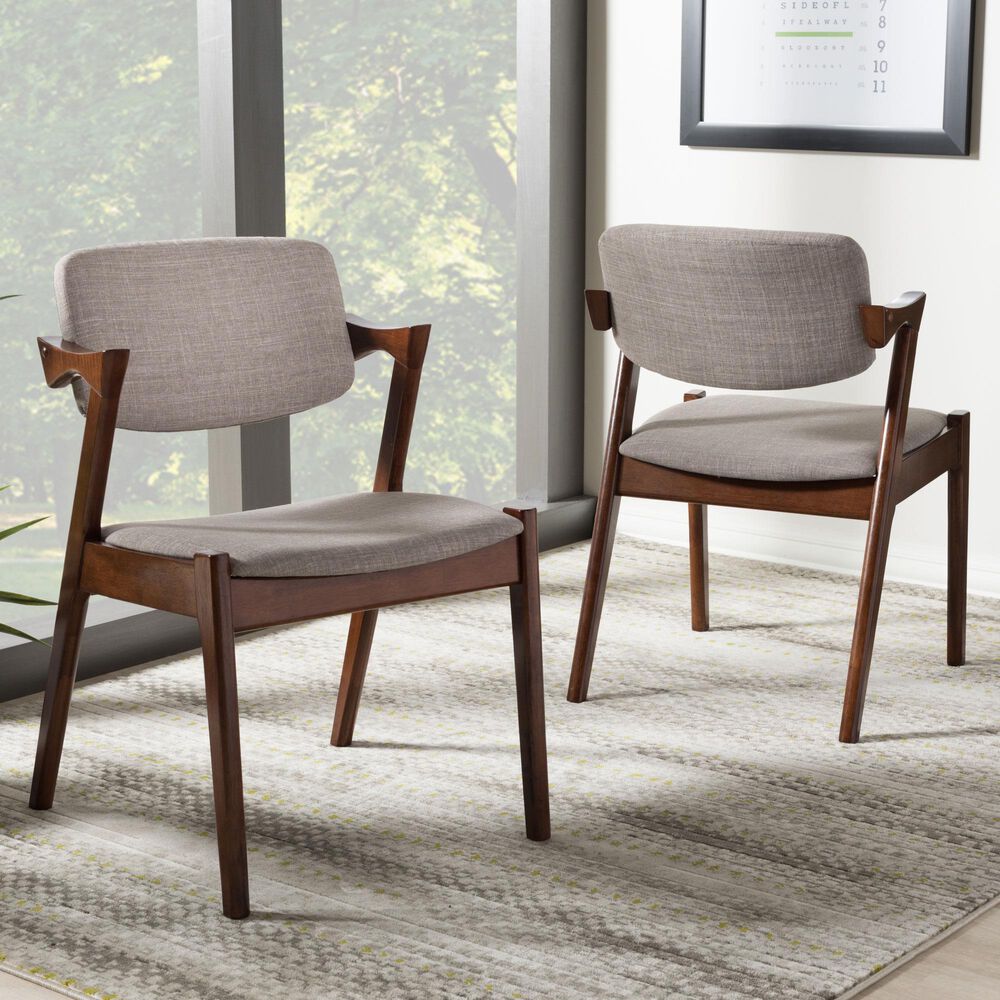 Baxton Studio Elegant Arm Chair in Dark Walnut (Set of 2), , large