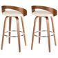 LumiSource Grotto 30" Bar Stool with Cream Upholstery in Walnut Wood and Chrome (Set of 2), , large