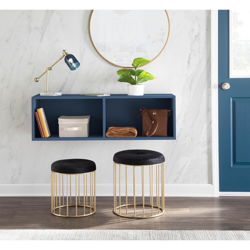 Lumisource Canary 2-Piece Nesting Ottoman Set in Black Velvet and Gold, , large