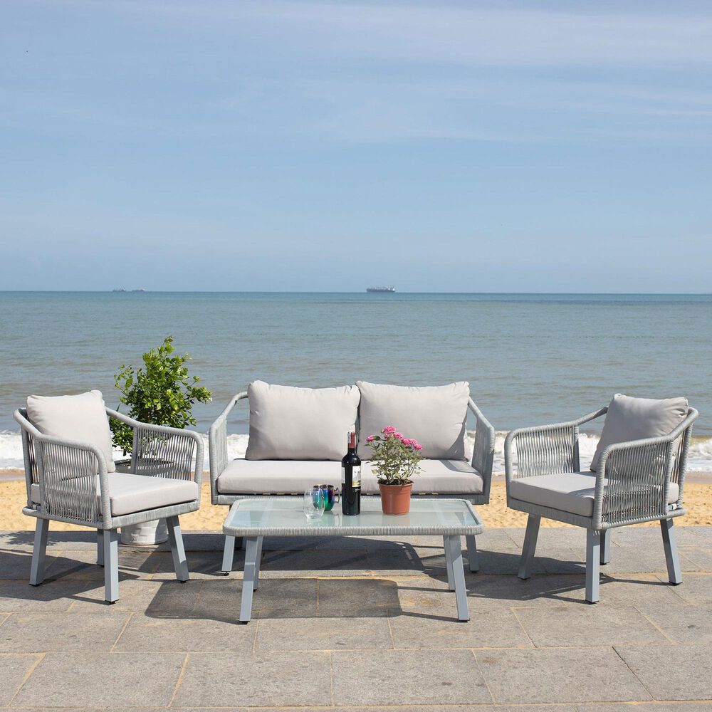 Safavieh Torsla 4-Piece Rope Living Set in Grey/Grey, , large