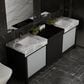 Lexora Home Zilara 84" Double Bathroom Vanity in Black and Grey with 11 cm Castle Grey Marble Top and Rectangular Sinks, , large