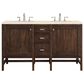 James Martin Vanities Addison 60" Double Bathroom Vanity in Mid Century Acacia with 3 cm Eternal Marfil Quartz Top and Rectangular Sinks, , large