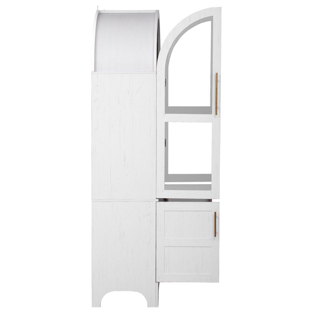 HOMLUX 71" Tall Arched Kitchen Pantry Cabinet with Door Shelves, Farmhouse Kitchen Storage Cabinet with Open &amp; Adjustable Shelves, Hidden Drawer &amp; Glass Door, Cupboard for Kitchen, Dining Room, White, , large